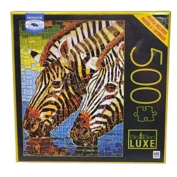 Big Ben Luxe Zebra Glass Mosaic 500 pc Jigsaw Puzzle - Picture 1 of 7